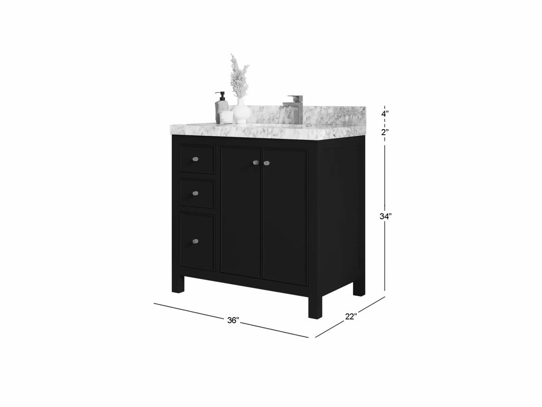 Chicago 36 in. W x 22 in. D Right Offset Sink Bathroom Vanity