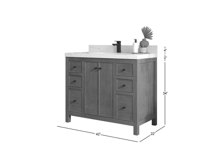 Chicago Veneer Teak 42 in. W x 22 in. D Single Sink Bathroom Vanity - photo 5