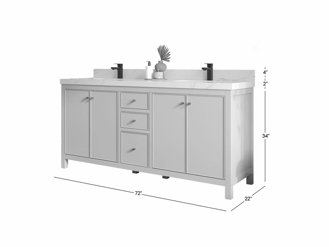 Chicago 72 in. W x 22 in. D Double Sink Bathroom Vanity