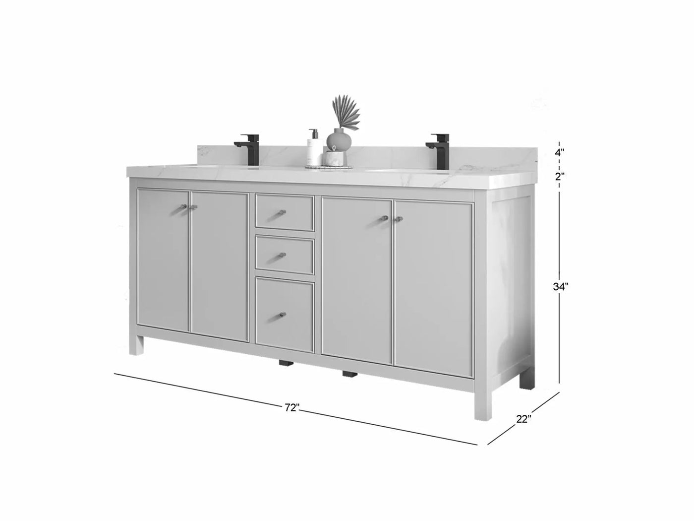 Chicago 72 in. W x 22 in. D Double Sink Bathroom Vanity