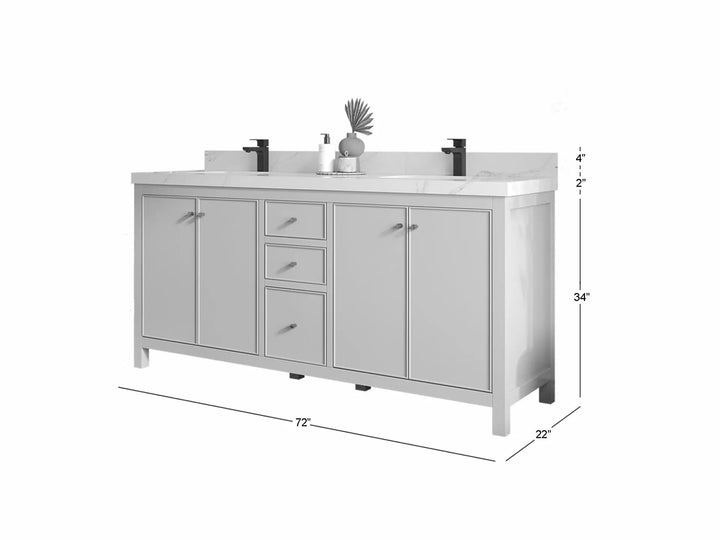 Chicago 72 in. W x 22 in. D Double Sink Bathroom Vanity - photo 5