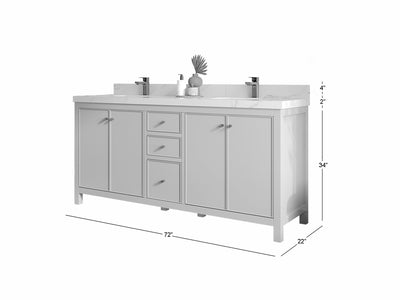 Chicago 72 in. W x 22 in. D Double Sink Bathroom Vanity