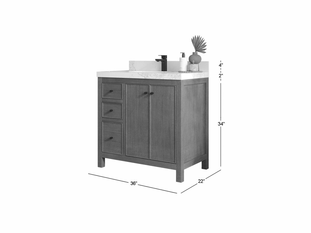 Chicago Veneer Teak 36 in. W x 22 in. D Center Sink Bathroom Vanity