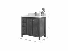 Chicago Teak 36 in. W x 22 in. D Center Sink Bathroom Vanity - photo 5
