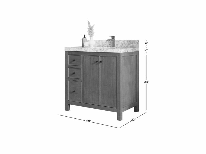 Chicago Veneer Teak 36 in. W x 22 in. D Right Offset Sink Bathroom Vanity - photo 4