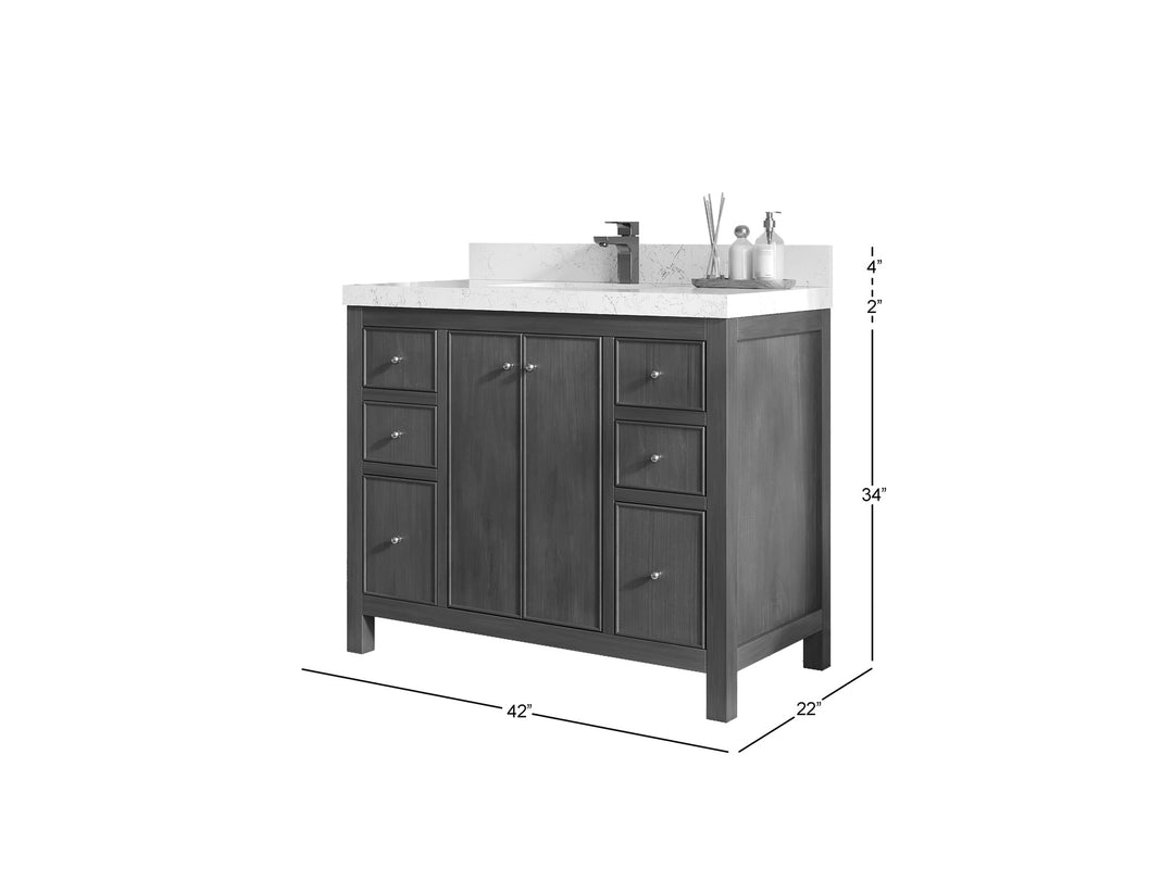 Chicago Teak 42 in. W x 22 in. D Single Sink Bathroom Vanity
