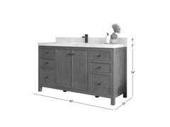 Chicago Veneer Teak 60 in. W x 22 in. D Double Sink Bathroom Vanity - photo 5