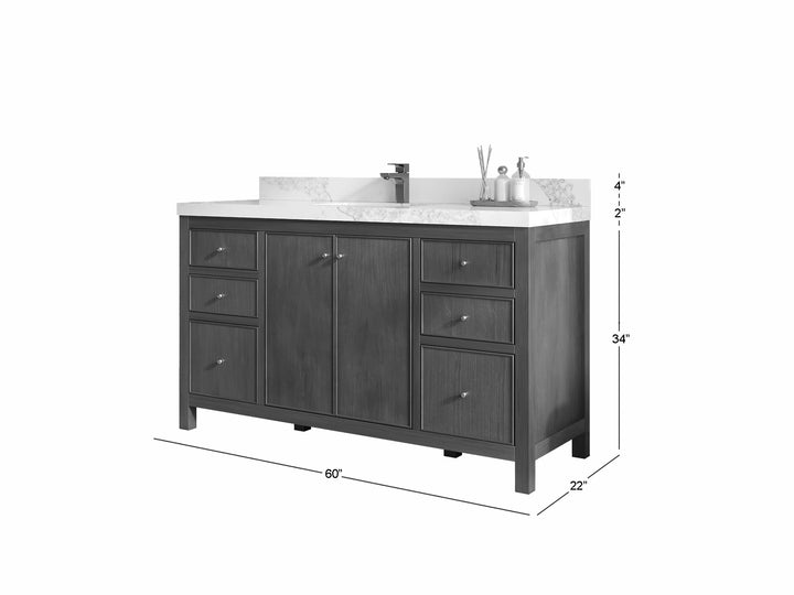 Chicago Teak 60 in. W x 22 in. D Single Sink Bathroom Vanity - photo 5