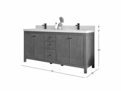 Chicago Veneer Teak 72 in. W x 22 in. D Double Sink Bathroom Vanity - photo 5