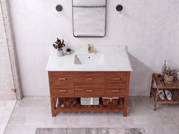 Parker Teak Wood 48 in. W x 22 in. D Single Sink Bathroom Vanity - photo 13