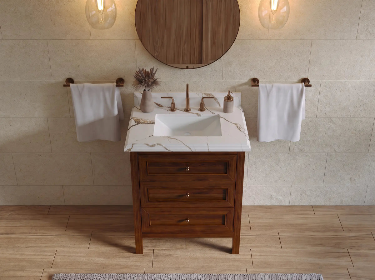 Nashville Teak Wood 30 in. W x 22 in. D Single Sink Bathroom Vanity