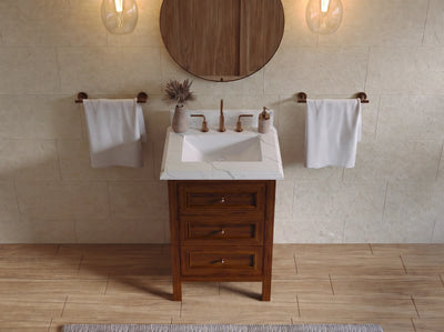 Nashville Teak Wood 24 in. W x 22 in. D Single Sink Bathroom Vanity