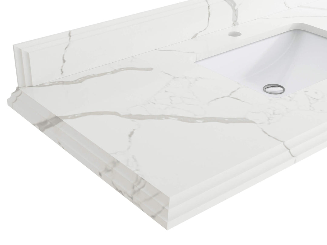 Bathroom Vanity - Double Cove Edge Calacatta Laza Quartz Countertop