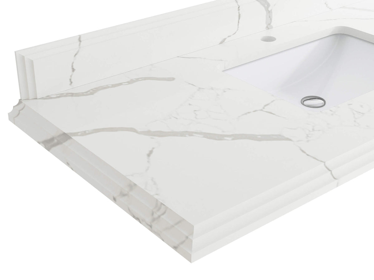 Bathroom Vanity - Double Cove Edge Calacatta Laza Quartz Countertop