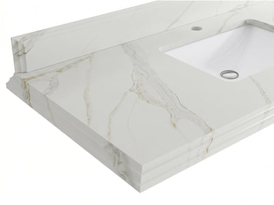 Atlanta Teak Wood 36 in. W x 22 in. D Right Offset Sink Bathroom Vanity