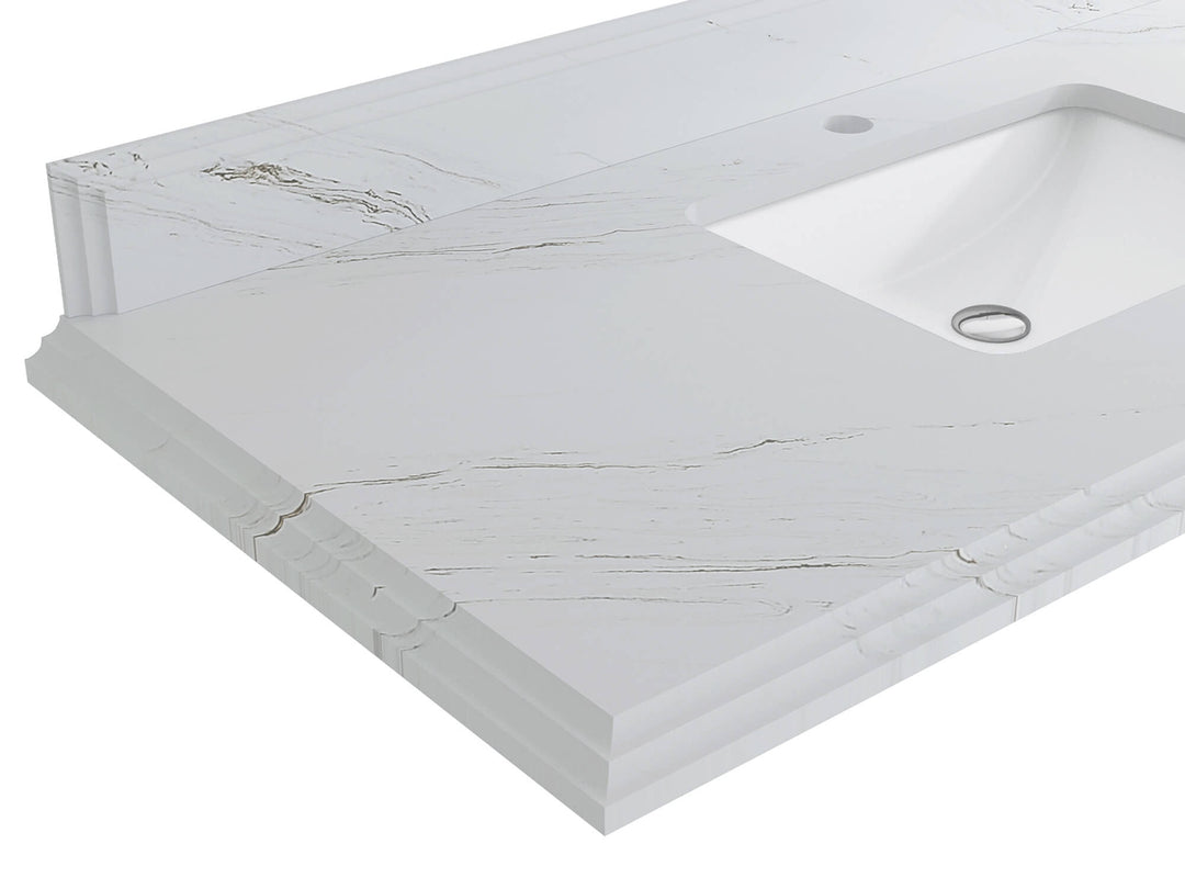 Bathroom Vanity - Double Cove Edge Palissandro Quartz Countertop