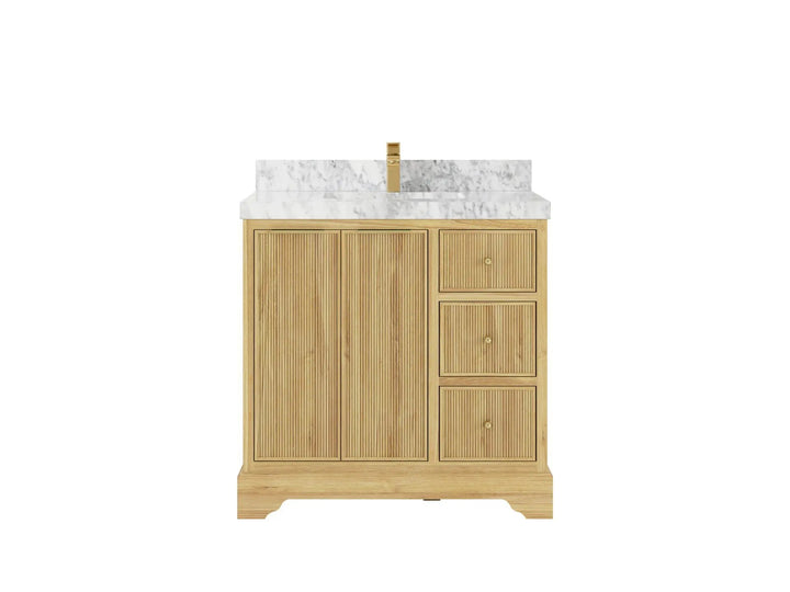 Austin Teak Wood 36" W x 22" D Center Sink Vanity for Contemporary Bathrooms - photo 9
