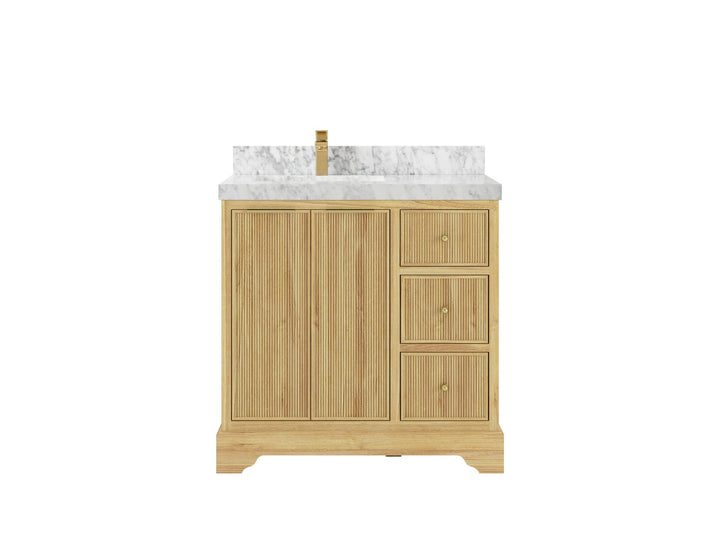 Austin Teak Wood 36 in. W x 22 in. D Left Offset Sink Bathroom Vanity - photo 9