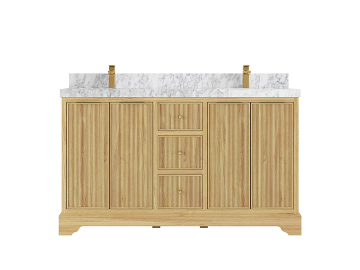 Austin Teak Wood 60 in. W x 22 in. D Double Sink Bathroom Vanity - photo 9