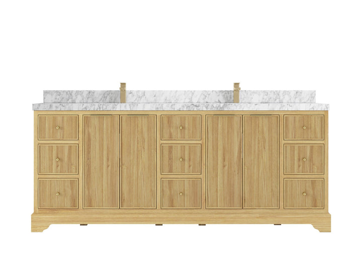 Austin Teak Wood 84 in. W x 22 in. D Double Sink Bathroom Vanity - photo 9