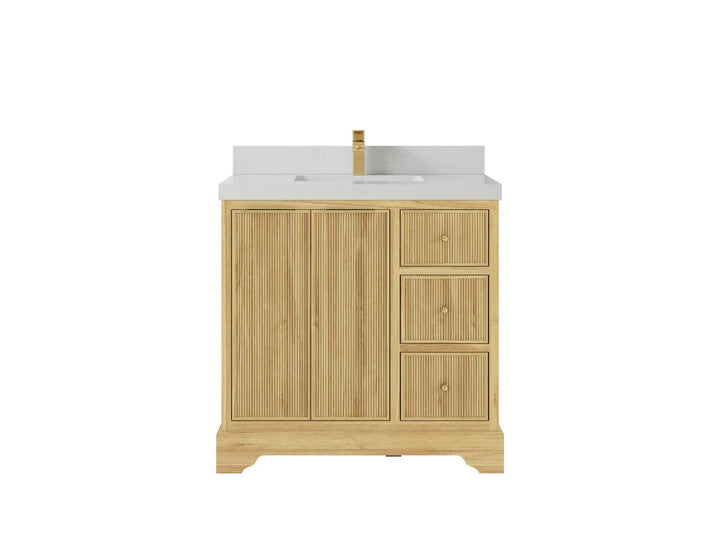 Austin Teak Wood 36" W x 22" D Center Sink Vanity for Contemporary Bathrooms - photo 10