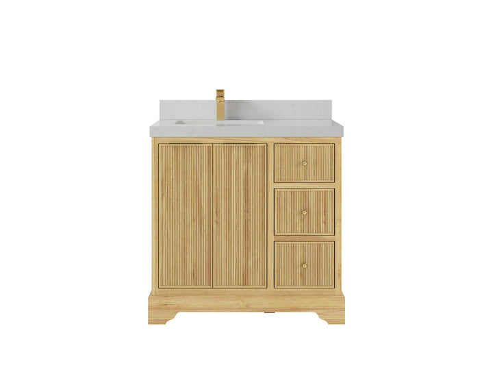 Austin Teak Wood 36 in. W x 22 in. D Left Offset Sink Bathroom Vanity - photo 10