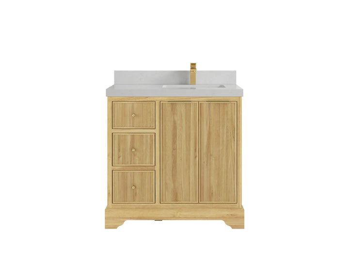 Austin Teak Wood 36 in. W x 22 in. D Right Offset Sink Bathroom Vanity - photo 10