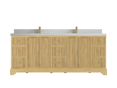 Austin Teak Wood 84 in. W x 22 in. D Double Sink Bathroom Vanity