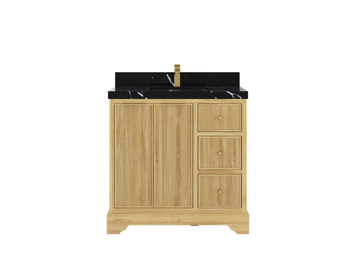 Austin Teak Wood 36" W x 22" D Center Sink Vanity for Contemporary Bathrooms - photo 6