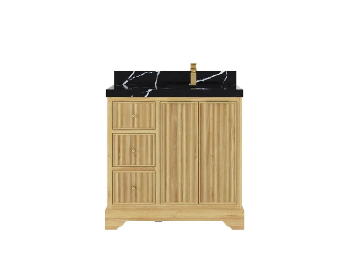 Austin Teak Wood 36 in. W x 22 in. D Right Offset Sink Bathroom Vanity - photo 6