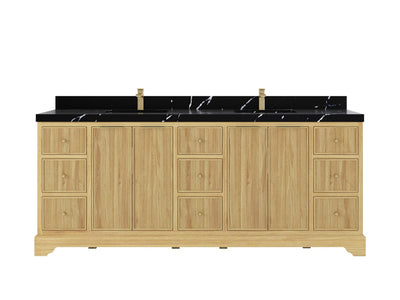 Austin Teak Wood 84 in. W x 22 in. D Double Sink Bathroom Vanity