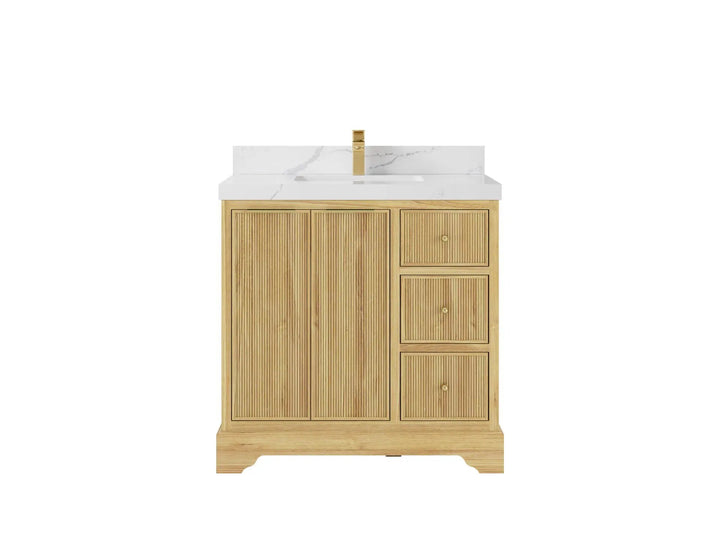 Austin Teak Wood 36" W x 22" D Center Sink Vanity for Contemporary Bathrooms - photo 7