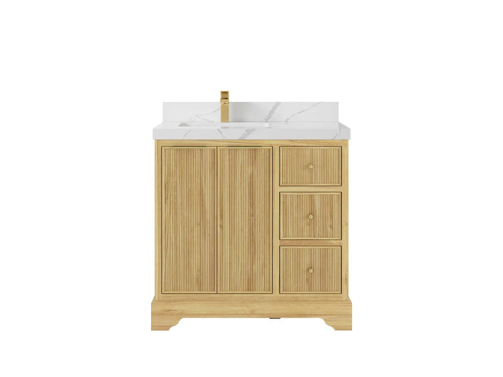Austin Teak Wood 36 in. W x 22 in. D Left Offset Sink Bathroom Vanity - photo 1