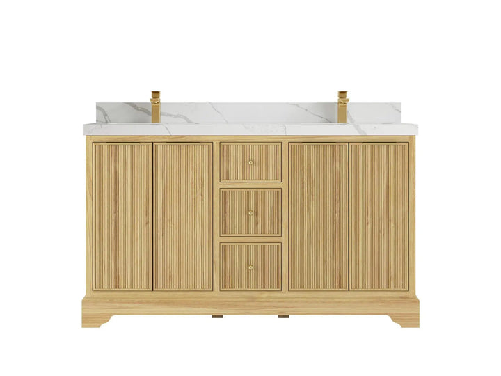 Austin Teak Wood 60 in. W x 22 in. D Double Sink Bathroom Vanity - photo 1