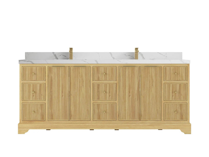 Austin Teak Wood 84 in. W x 22 in. D Double Sink Bathroom Vanity - photo 1