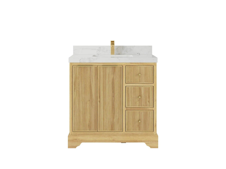 Austin Teak Wood 36" W x 22" D Center Sink Vanity for Contemporary Bathrooms - photo 8