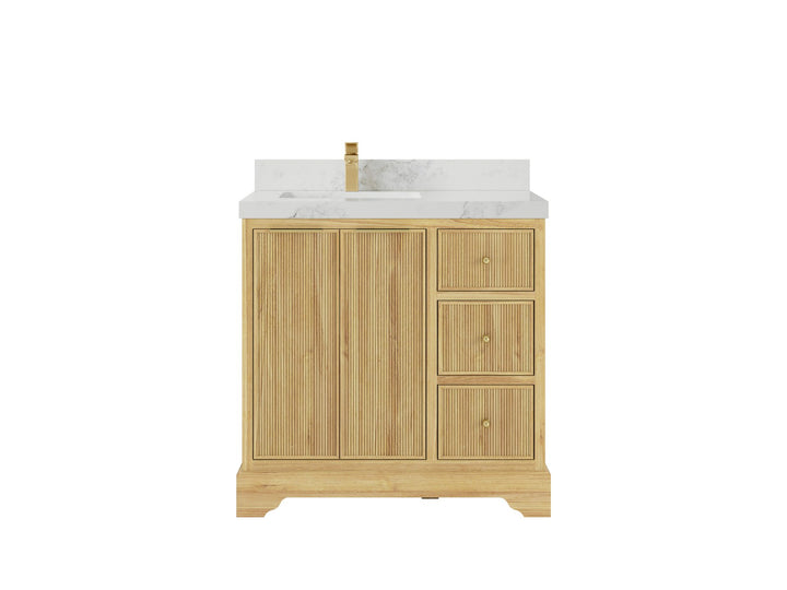 Austin Teak Wood 36 in. W x 22 in. D Left Offset Sink Bathroom Vanity - photo 8