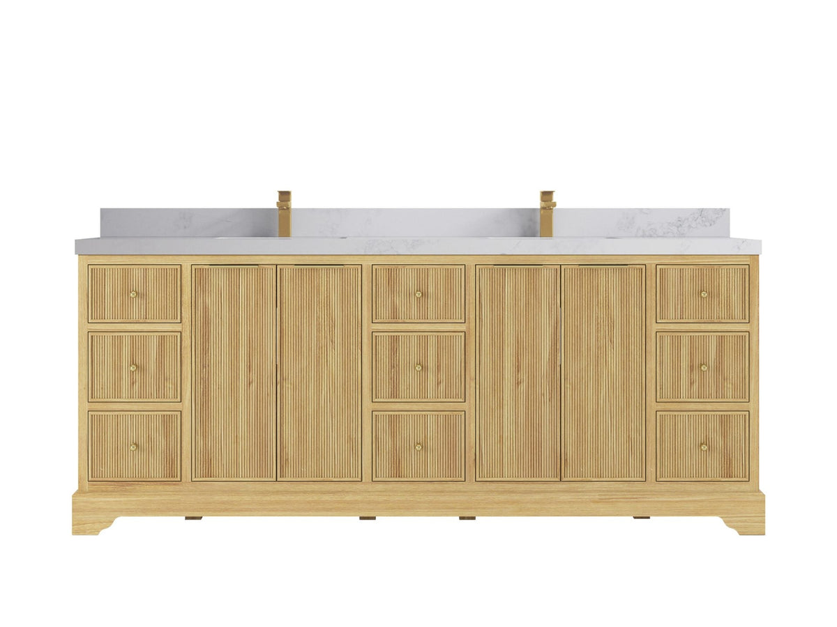 Austin Teak Wood 84 in. W x 22 in. D Double Sink Bathroom Vanity