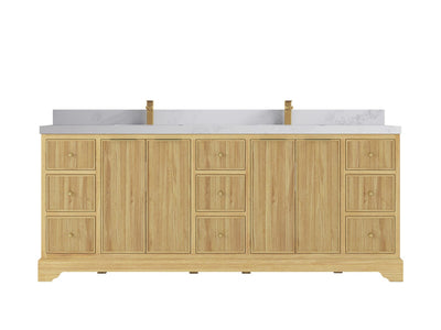 Austin Teak Wood 84 in. W x 22 in. D Double Sink Bathroom Vanity