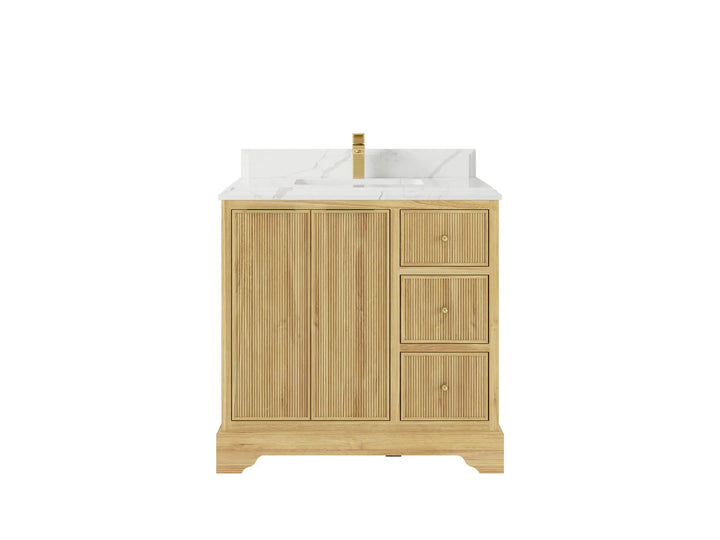 Austin Teak Wood 36" W x 22" D Center Sink Vanity for Contemporary Bathrooms - photo 11
