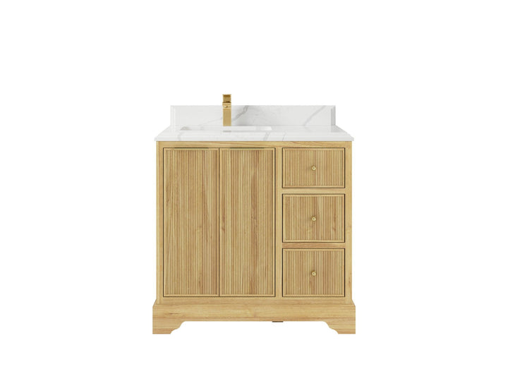 Austin Teak Wood 36 in. W x 22 in. D Left Offset Sink Bathroom Vanity - photo 11