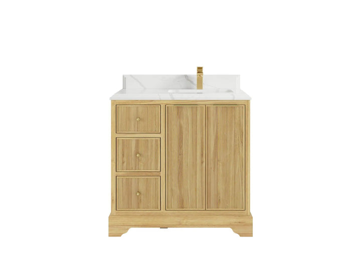 Austin Teak Wood 36 in. W x 22 in. D Right Offset Sink Bathroom Vanity - photo 11