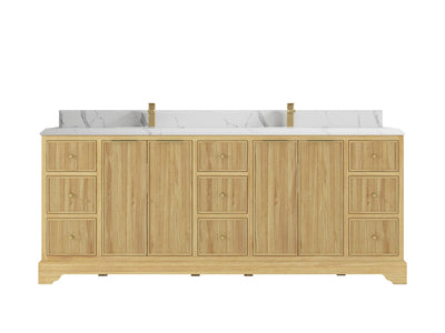 Austin Teak Wood 84 in. W x 22 in. D Double Sink Bathroom Vanity