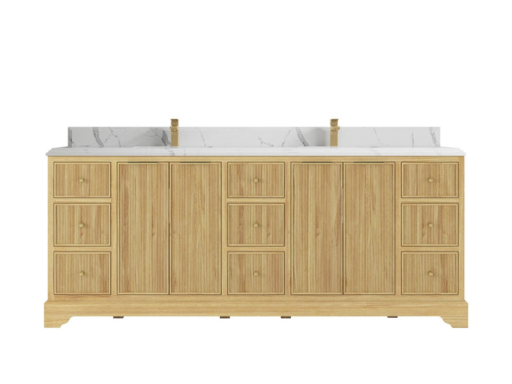 Austin Teak Wood 84 in. W x 22 in. D Double Sink Bathroom Vanity - photo 11