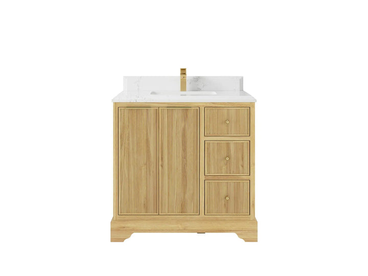 Austin Teak Wood 36" W x 22" D Center Sink Vanity for Contemporary Bathrooms - photo 12