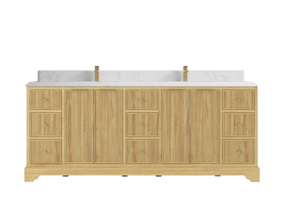Austin Teak Wood 84 in. W x 22 in. D Double Sink Bathroom Vanity