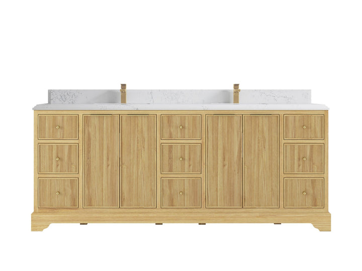 Austin Teak Wood 84 in. W x 22 in. D Double Sink Bathroom Vanity - photo 12