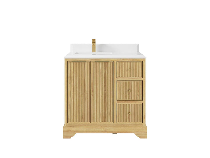 Austin Teak Wood 36 in. W x 22 in. D Left Offset Sink Bathroom Vanity - photo 13