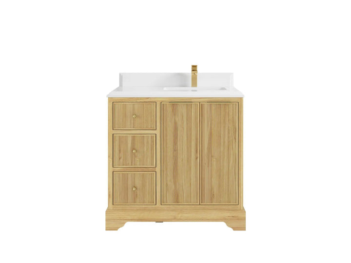 Austin Teak Wood 36 in. W x 22 in. D Right Offset Sink Bathroom Vanity - photo 13