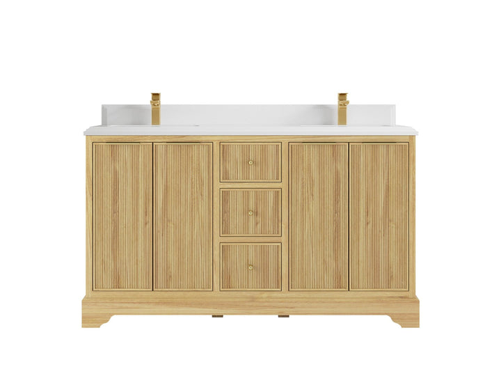 Austin Teak Wood 60 in. W x 22 in. D Double Sink Bathroom Vanity - photo 13